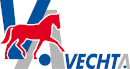 Logo der Stadt Vechta mit rotem Niedersachsenpferd vor einem blauen V